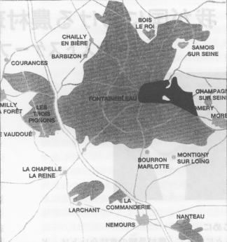 図−1 森に囲まれた町、フォンテーヌブロー(中心部分が市街地)